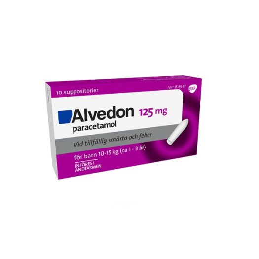 Alvedon suppositorium 125 mg 10 st (10-15 kg) på apotek.nu EAN 7046261565479